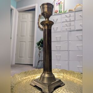 Vintage, Rare Brass Pillar Tall Candlestick Holder- 11in Tall.
